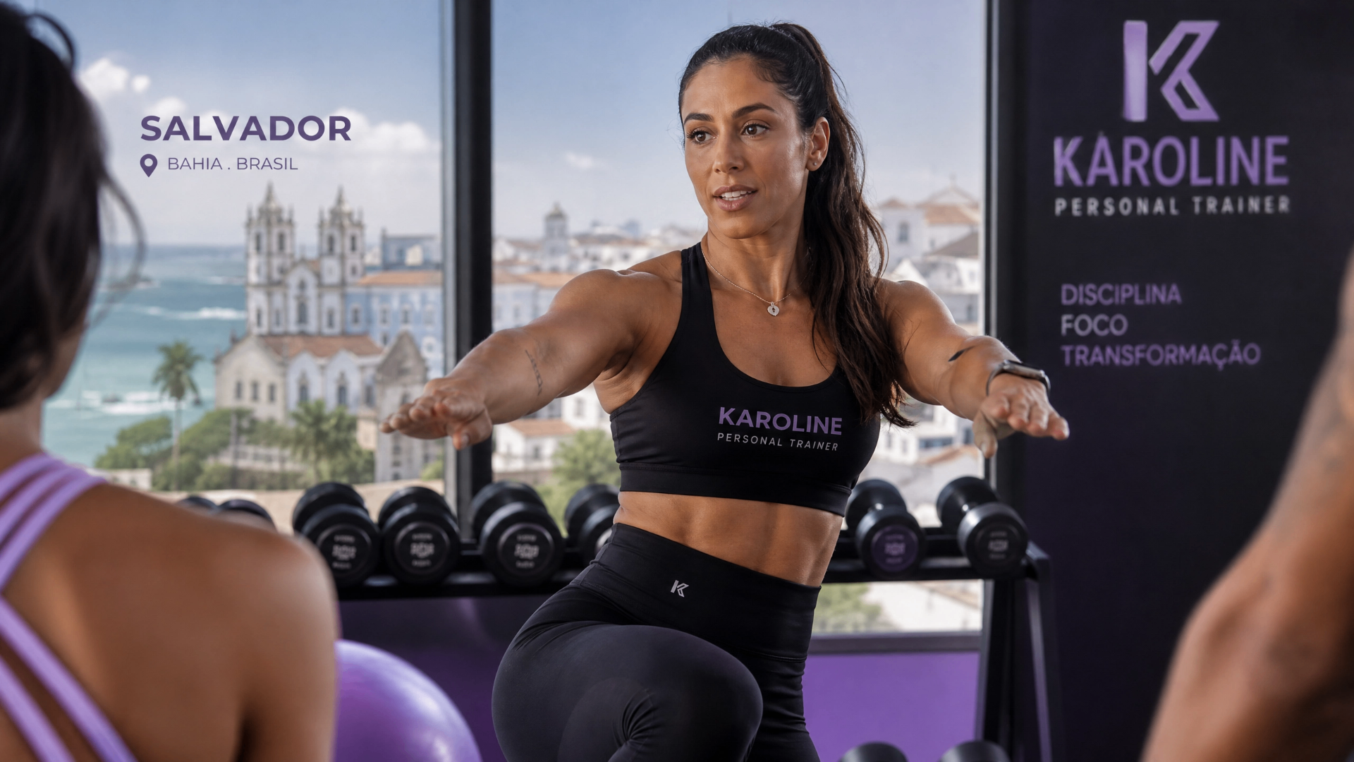 Karoline conduzindo treino em Salvador